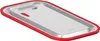 A close-up, angled view of a silver gastronorm container lid with a red silicone rim against a white background. Produktbild-Vorschau