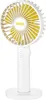 A white portable fan with yellow blades. Anteprima dell’immagine prodotto