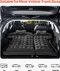 An inflatable mattress is set up in the trunk of a car, with the rear seats folded down. Produktbild-Vorschau