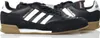 A pair of black Adidas Mundial Goal sneakers with white stripes and a tan sole. Náhled obrázku produktu