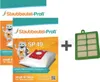 A collage of vacuum cleaner bags and a filter. Produktbild-Vorschau