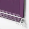 Close-up view of a purple roller blind with white stripes, showing the mechanism. Produktbild-Vorschau
