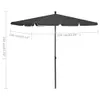 vidaXL Ombrellone con asta 210x140 cm antracite Anteprima dell’immagine prodotto 5