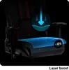 A close-up marketing image of a gaming chair seat, highlighting its layered cushioning system. Voir les images du produit