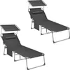 Two identical dark gray lounge chairs with canopies are shown against a white background. Náhled obrázku produktu