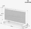 A white electric heater with dimensions indicated by lines and text. Náhľad obrázku produktu
