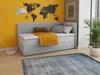 A bedroom scene with a daybed, a world map mural on the wall, a floor lamp, and a potted plant. Produktbild-Vorschau