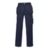 A pair of navy blue work pants with multiple pockets, shown against a white background. Produktbild-Vorschau