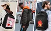 A collage of three people wearing LED programmable backpacks, showcasing different display options. Anteprima dell’immagine prodotto