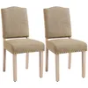 Two dining chairs are shown against a white background.