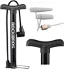 A black bicycle hand pump with accessories shown against a white background. Podgląd zdjęcia produktu