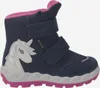 A single child's boot is shown against a white background.