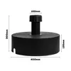 A black umbrella base with dimensions indicated by text and lines. Produktbild-Vorschau