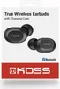 The image shows the packaging of Koss True Wireless Earbuds with a Charging Case. Anteprima dell’immagine prodotto