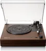 A Lenco LS-15WD turntable with a clear dust cover open, shown from a slightly elevated front-left angle on a white background. Produktbild-Vorschau