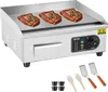 A commercial flat-top griddle with steaks cooking on it, shown with accessories. Anteprima dell’immagine prodotto