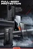 A marketing image showcasing a phone case and its components with descriptive text. Produktbild-Vorschau