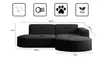 A diagram showing the dimensions of a black sectional sofa. Produktbild-Vorschau