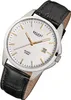 A close-up studio shot of a men's wristwatch with a white dial and a black leather strap. Produktbild-Vorschau