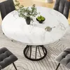 OKWISH Table À Manger Ronde - Avec Plateau MDF Marbré Et Voir les images du produit 8