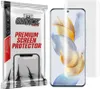 A product shot showing a screen protector packaging and a smartphone with a screen protector applied. Produktbild-Vorschau