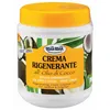 A product shot of a hair mask jar with a yellow lid, featuring coconut imagery and text. Anteprima dell’immagine prodotto