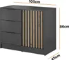 Kommode Stilo Graphit mit Eiche Artisan Lamellen – 105 cm, Produktbild-Vorschau 3