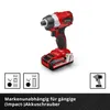 A red and black impact driver with accessories and text. Náhled obrázku produktu