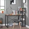 A desk with a chair and bookshelf in a home office setting. Náhled obrázku produktu