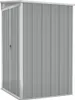 A grey metal shed with a white trim and door is shown against a white background. Náhled obrázku produktu