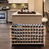 A kitchen with a wine rack filled with bottles, a stove, and cabinets. Produktbild-Vorschau