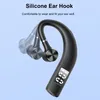 A black Bluetooth earphone with a digital display is shown against a light blue background. Faded images of similar earphones are visible behind the main product. Voir les images du produit