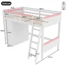 Łóżko loftowe Dreamlike LED z szafą i szufladami, drewno Podgląd zdjęcia produktu 2