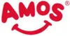 The image shows the brand name "AMOS" in large red letters, with a smiley face graphic below it. A small registered trademark symbol is visible in the top right corner. Produktbild-Vorschau
