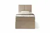A single bed with a beige upholstered headboard and base, presented against a white background. Náhľad obrázku produktu