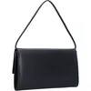 A black clutch bag with a single strap, shown from the side and back. Produktbild-Vorschau