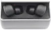 A pair of black wireless earbuds in a charging case. Produktbild-Vorschau