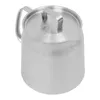 A silver stainless steel pot with a lid and handle. Podgląd zdjęcia produktu