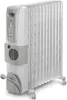 A white and gray oil-filled radiator with wheels. Náhľad obrázku produktu