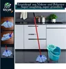 A mop and bucket in a kitchen setting, with smaller inset images of the mop head. Produktbild-Vorschau