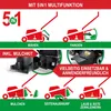 Diagrams illustrating the 5-in-1 functions of a lawnmower. Produktbild-Vorschau