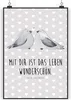 Mr. & Mrs. Panda Bild Turteltauben Liebe DIN A5 - Grau Produktbild-Vorschau 1