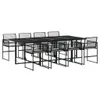 9-tlg. Garten-Essgruppe mit Kissen Schwarz Poly Rattan Produktbild-Vorschau 1