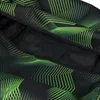 A close-up view of the interior of a black sports bag with a green geometric pattern. Voir les images du produit