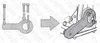 Diagram showing how to use a tool to lock an engine component. Náhled obrázku produktu