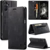 A collage of images showing a black leather phone case for a Samsung Galaxy A16. Produktbild-Vorschau
