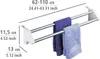 A diagram showing the dimensions of a double towel rack with two towels hanging on it. Produktbild-Vorschau