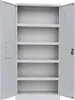 An empty, open gray metal cabinet with multiple shelves. Produktbild-Vorschau