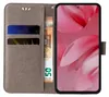 A flip phone case with card slots and a banknote is shown next to a smartphone. Produktbild-Vorschau
