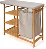A bamboo ironing board with shelves and a laundry bag. Podgląd zdjęcia produktu